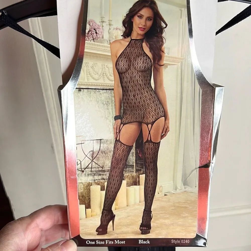 Dreamgirl Art Deco Garter Dress 0240 Black Lace New One Size